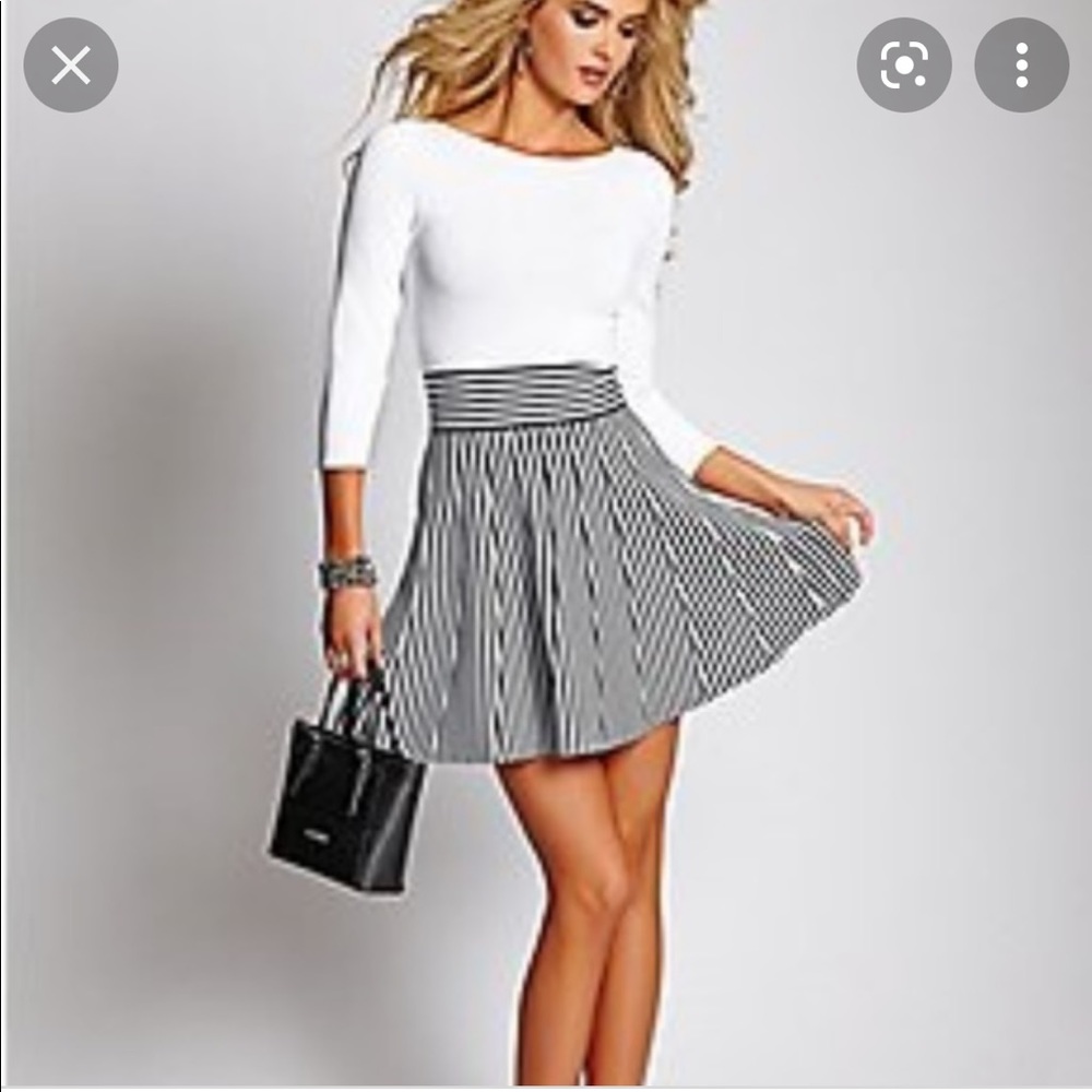 GUESS Boatneck Fit and Flare Sweater Dress in Red